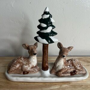 Robert Stanley Salt & Pepper Shaker Set With Display Stand Deer And Snowy Tree